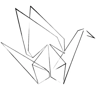 Der Origamikranich ist das Logo der Werkstatt für Konzentration und Gestaltung der Künstlerin Inga Wiessalla aus Düsseldorf